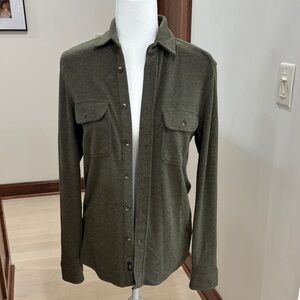 Faherty Olive Button-Up Shirt Jacket